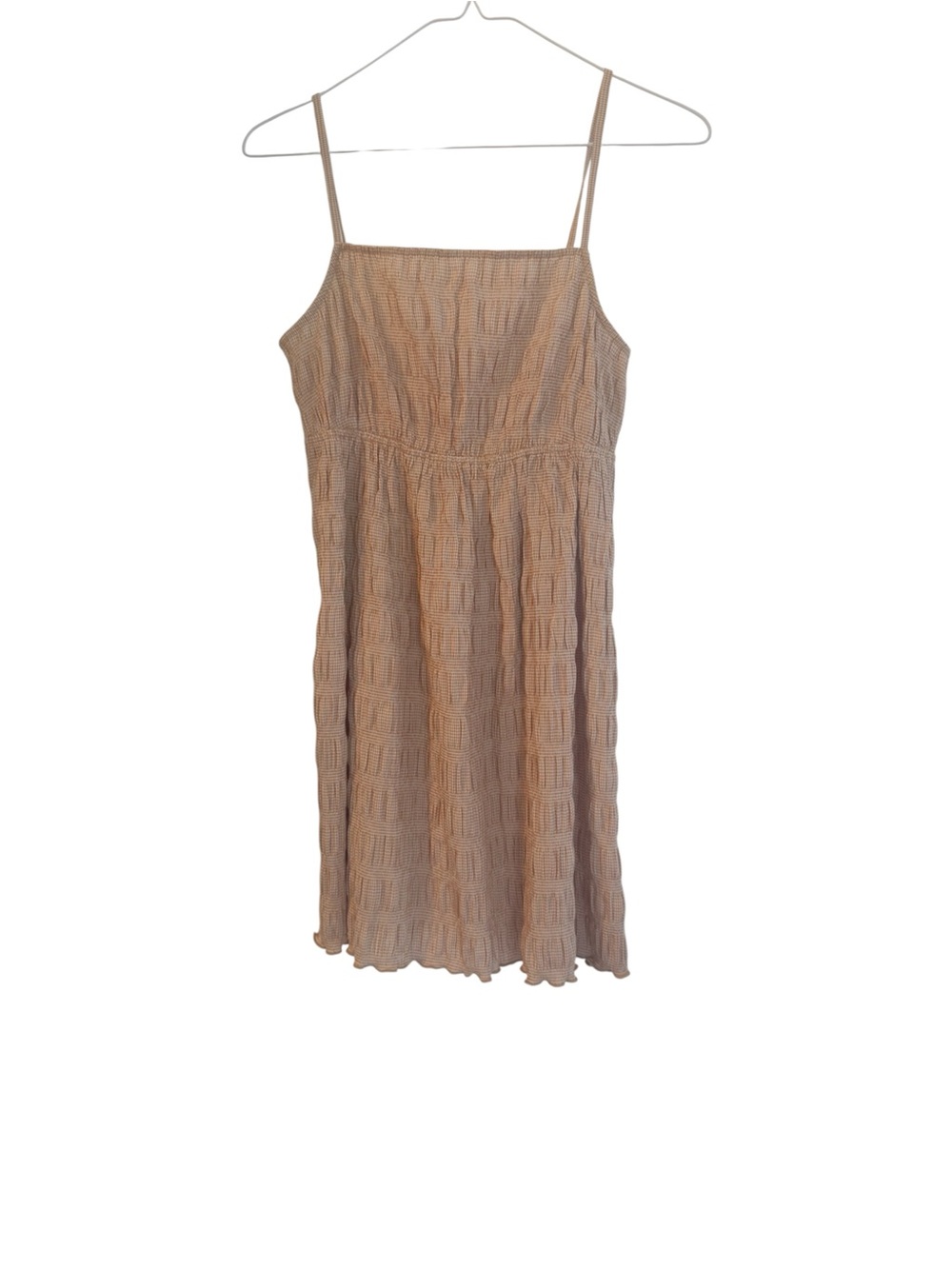 NWT LA Hearts PacSun Brown Gingham Mini Dress XS Adjustable Straps Tie Back